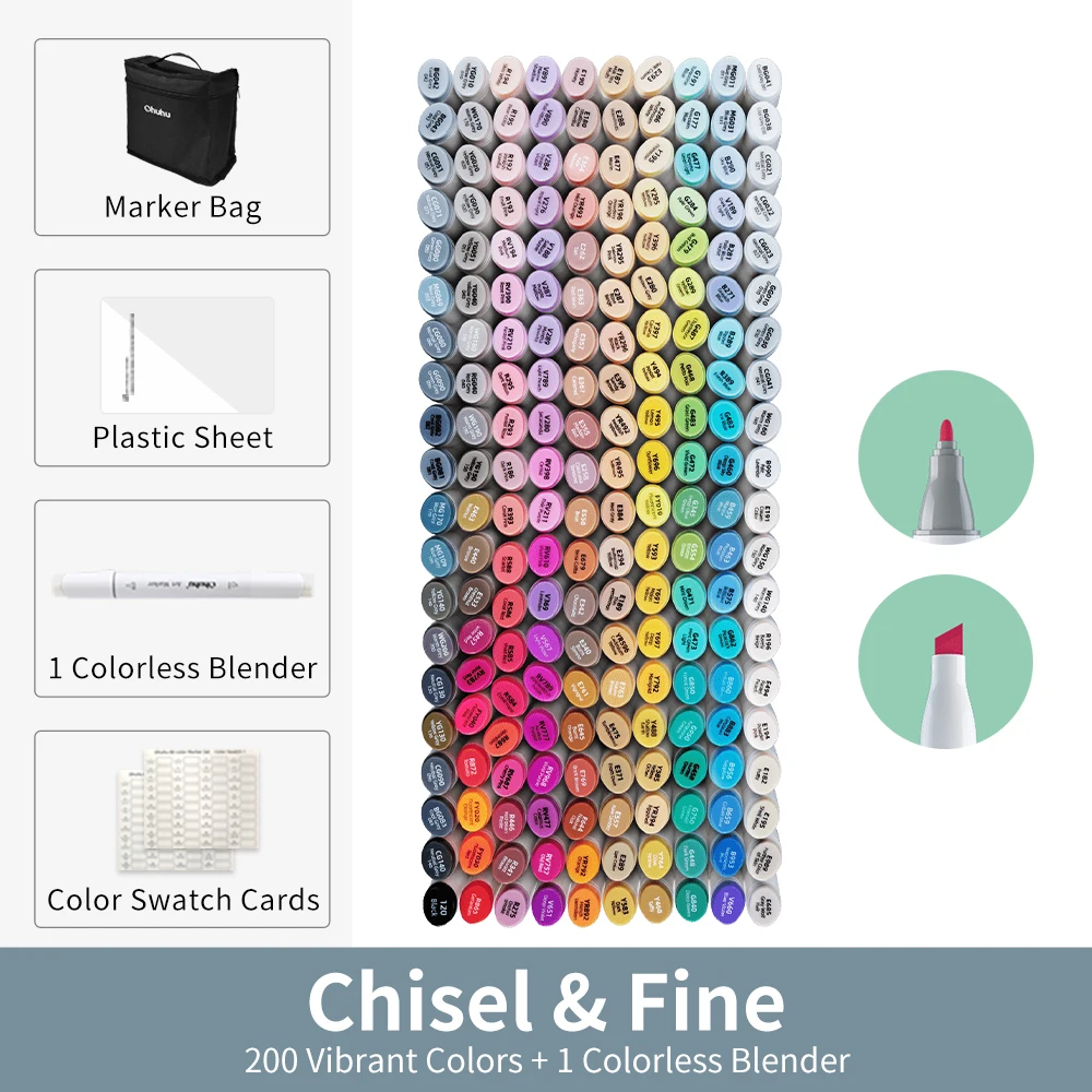 Ohuhu Oahu Marker Pen Set Alcohol Art Markers Dual Brush