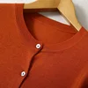 Women Cardigan Sweater Mulberry Silk Cashmere Blend Solid Colors O Neck Buttons Down Long Sleeve Loose Top Coat L XL XXL LY053 4