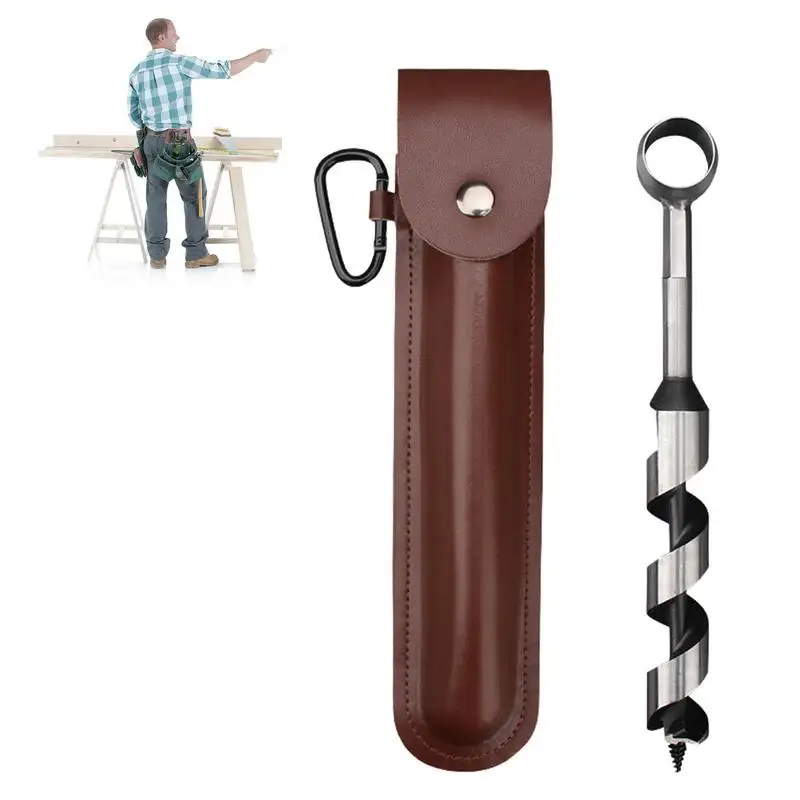 

Survival Auger Wood Auger Drill Bit Woodworking Hand Drill Survival Shelters Tool For Camping Backpacking With Leather Case