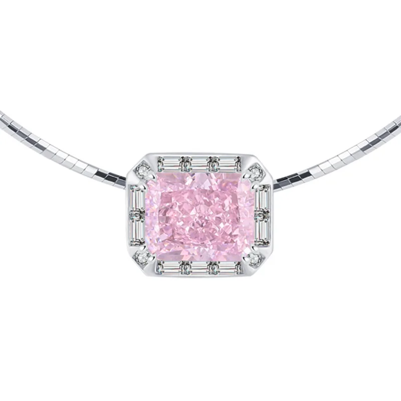 New S925 Full body Silver High Carbon Diamond Collar Chain Light Luxury Pendant Necklace Main Stone 8 * 10
