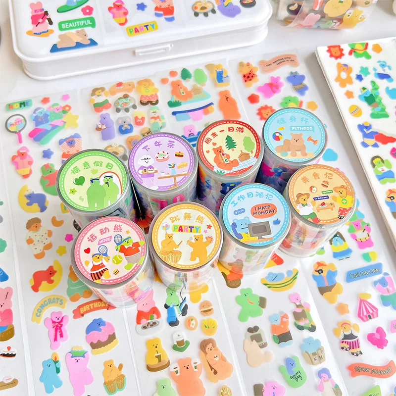 bande-adhesive-en-pvc-ours-animal-24-pieces-lot-autocollant-de-decoration-mignon-kawaii-pour-scrapbooking-journal-intime-bande-de-masquage-papeterie-fournitures-scolaires