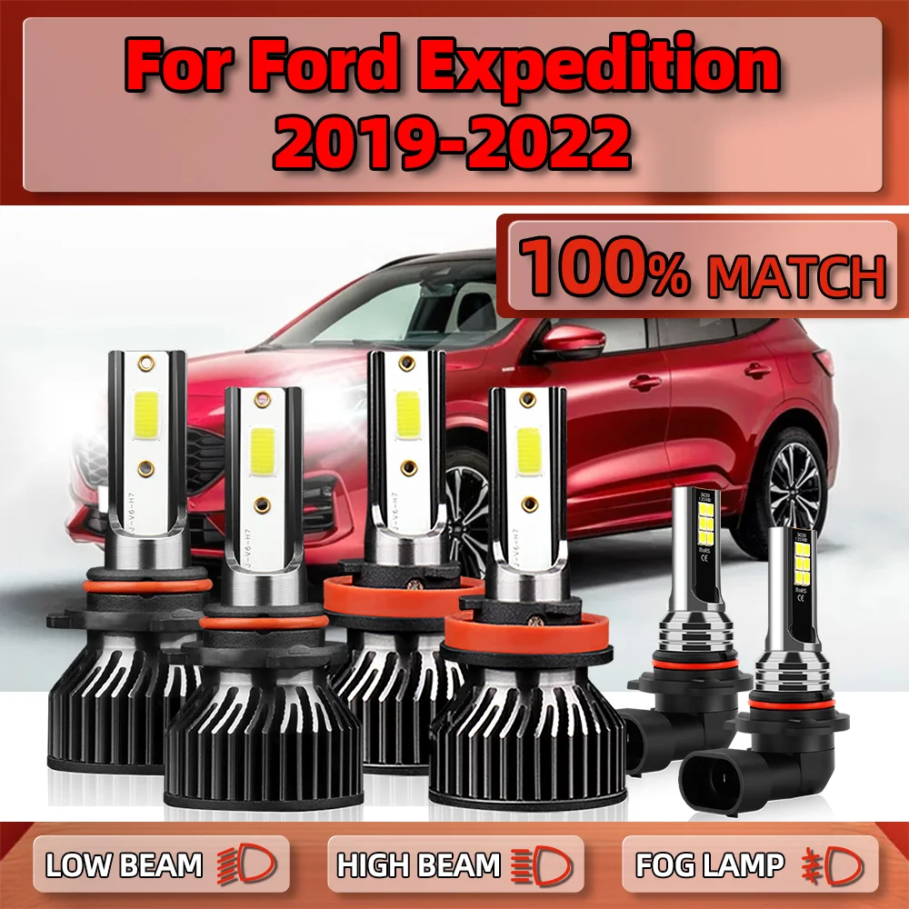 

Canbus LED Headlight Bulbs 60000LM Super Bright Auto Headlamps 12V Fog Lights 6000K For Ford Expedition 2019 2020 2021 2022