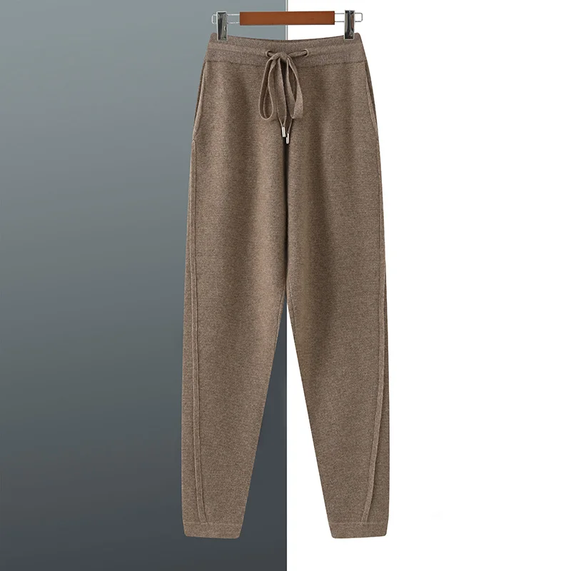 High-quality pure cashmere pants men's thick twill small feet casual business men's trousers autumn and winter loose pants