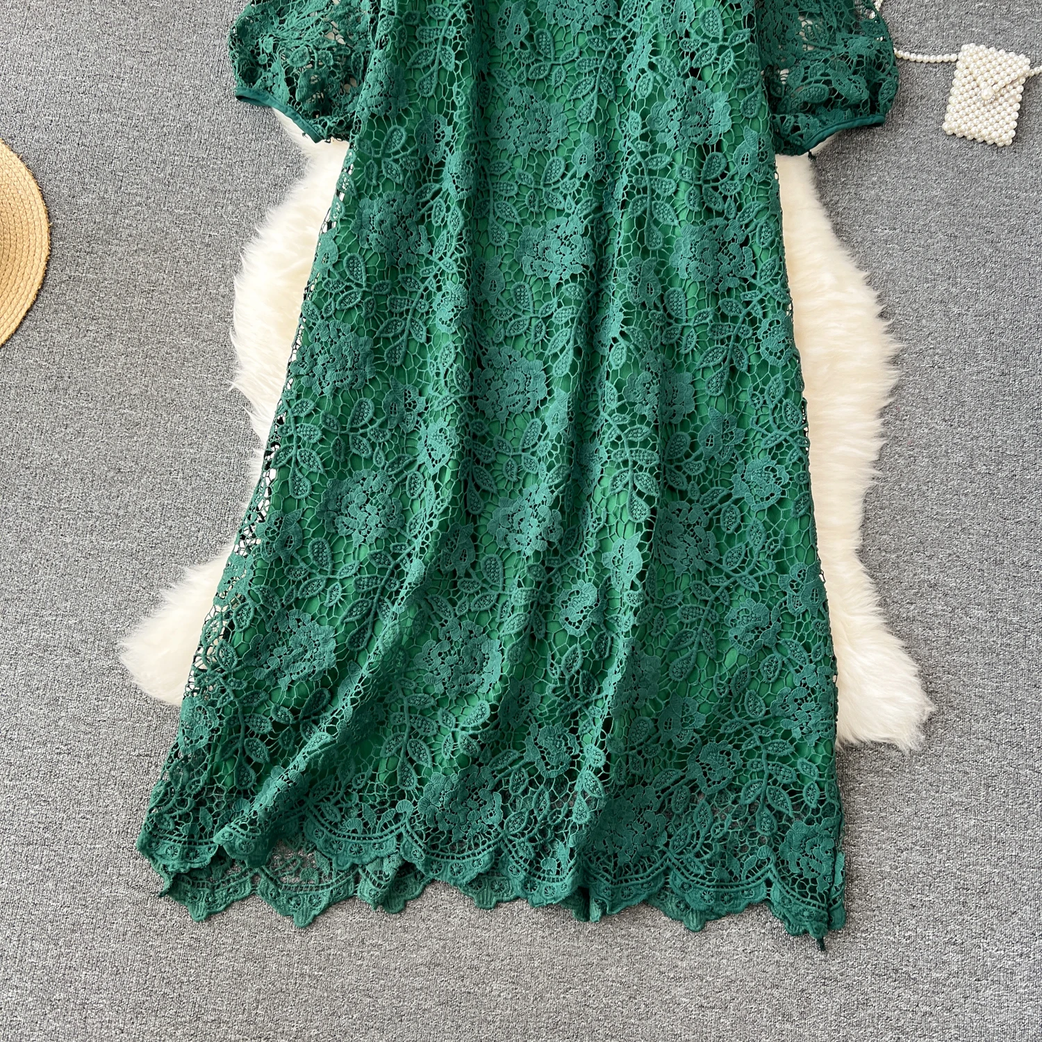 Chic Long Sleeve O Neck Lace Hook Flower Hollow Loose Dress Chiffon A-line  Casual Dresses Fashion Women Elegant Vestidos - AliExpress 200000345