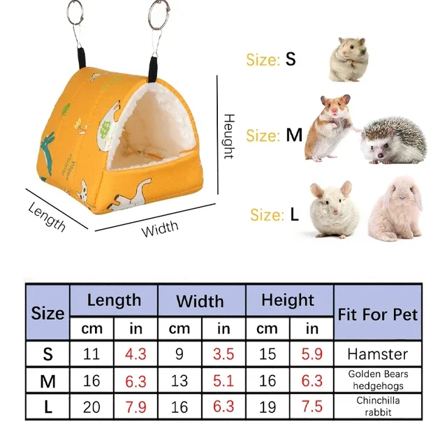 1pc Cute Print Bird Bed Mini Cage Rabbit Squirrel Mat Guinea Pig Nest Hamster House Small Animal Sleeping Bed Pet Hanging Cage 3