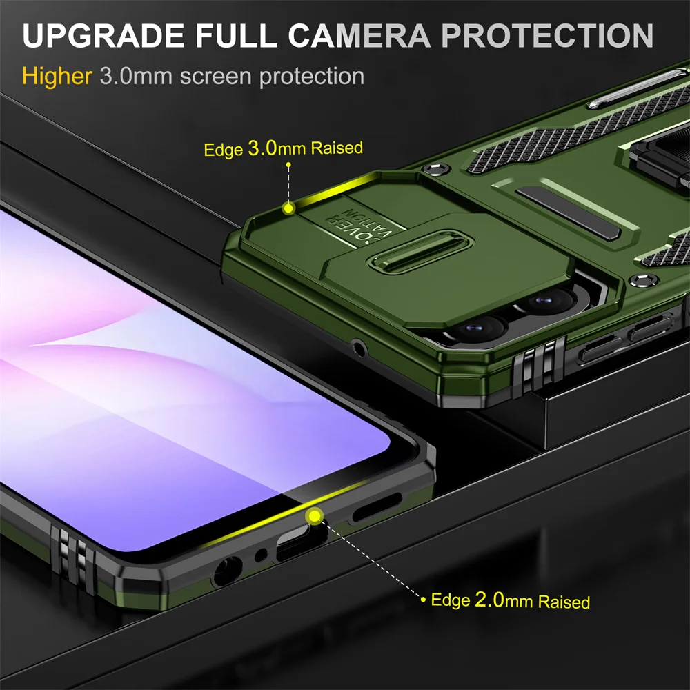 Enhanced Slide Camera Protector Phone Case with 360° Kickstand