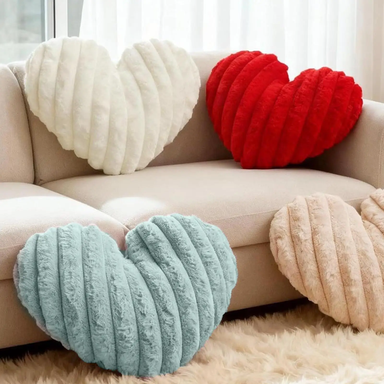 Heart-Shaped Decorative Throw Pillow - Soft & Comfortable Home Accent for Living Room or Bedroom