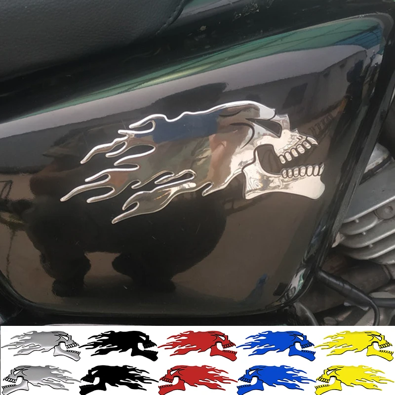 

2Pcs Universal 3D Fire Ghost Skull Head Stickers Car Motorcycle Emblem Decals Sticker Automobile Exterior Decoration Accessories
