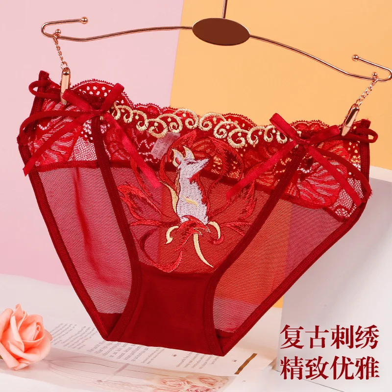 Underwear Women's Lace Embroidered Mesh Comfortable Thin Triangle Pants