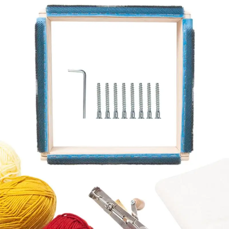 

Square Cross Stitch Embroidery Hoop Wooden Gripper Strips Punch Needle Frame With Needles DIY Sewing Cloth Painting Quilting