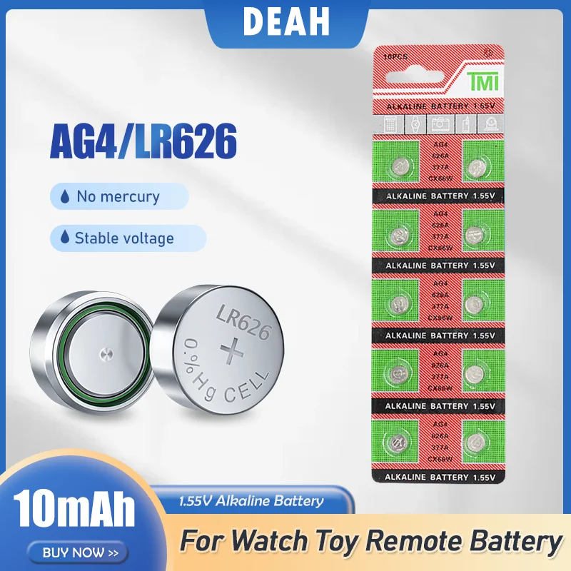 High Quality AG4 LR626 1.55V Alkaline Watch Battery 377 SR626 177