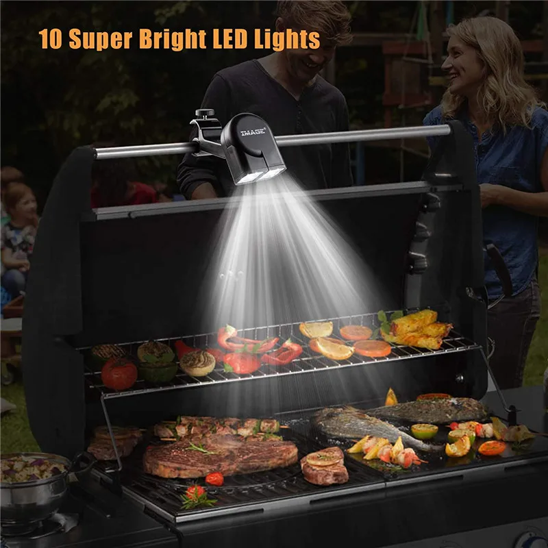 10 LEDs Bbq Grill Light Barbeque Porable 180 Degree Electric Barbecue Grilling Lamp for Outdoor Camp Kitchen Accessories Tools