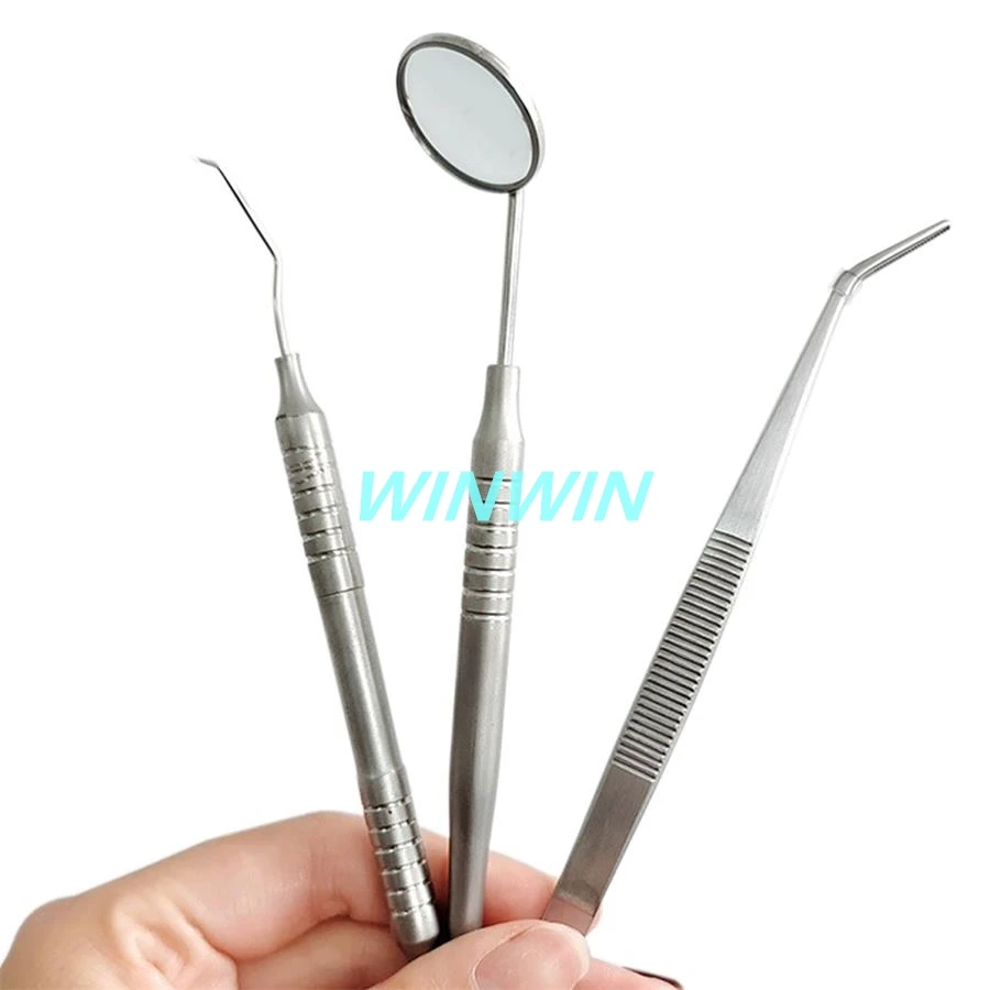 

Dental Mouth Mirror Stainless Steel Tweezers Elbow Probe Dentist Instrument Teeth Cleaning Whitening Dentistry Tools