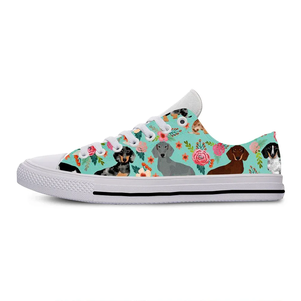 Dachshund Pug Teckel Dog Cartoon Cute Funny Casual Shoes Low Top Lightweight Board Shoes Breathable Men Women Female Sneakers