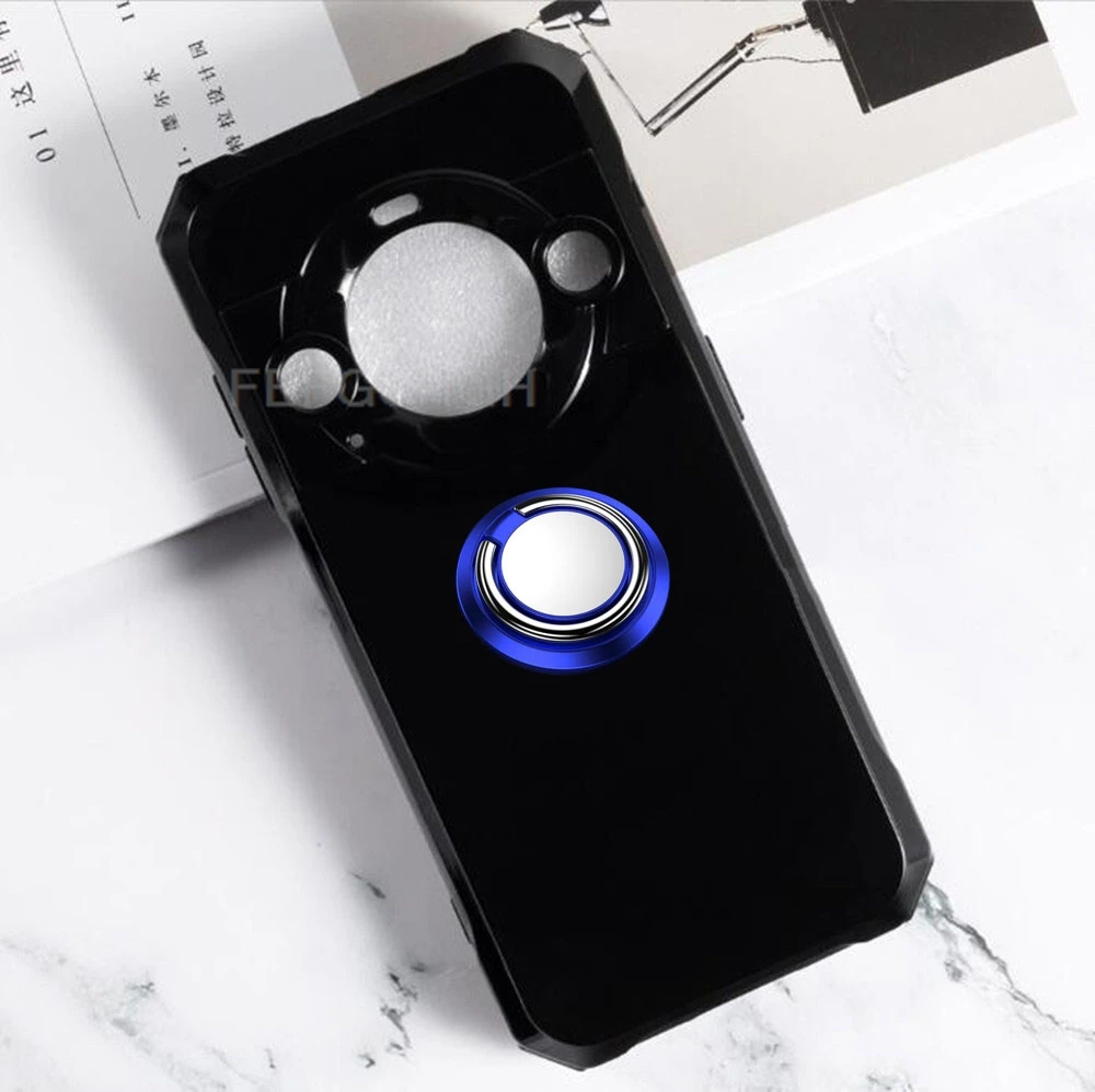 Premium Ring Holder Bracket Phone Cover - Black Silicone TPU Case