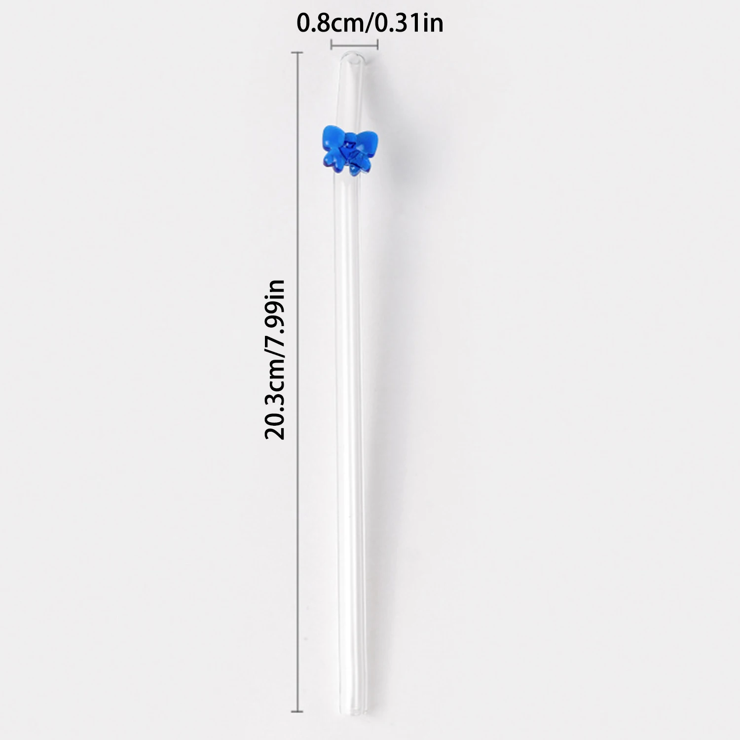 Clear Glass 8mm Drinking Straw Reusable Bar Tool for Coffee Mug Tea Beer Cocktail Tools Bowknot Shape Decor for Party