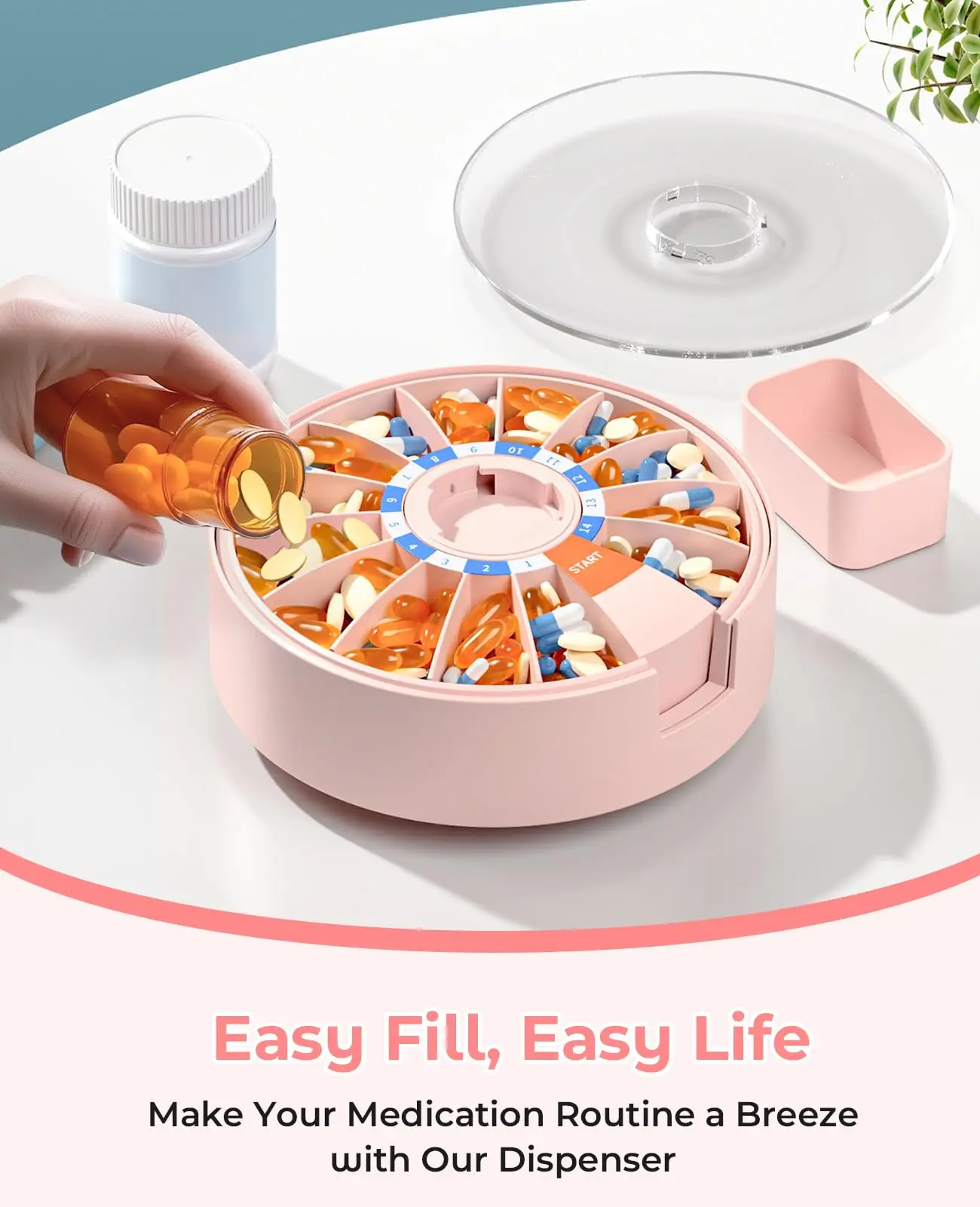 Versatile Large Weekly Pill Organizer with AM/PM Dispenser and Spacious Compartments