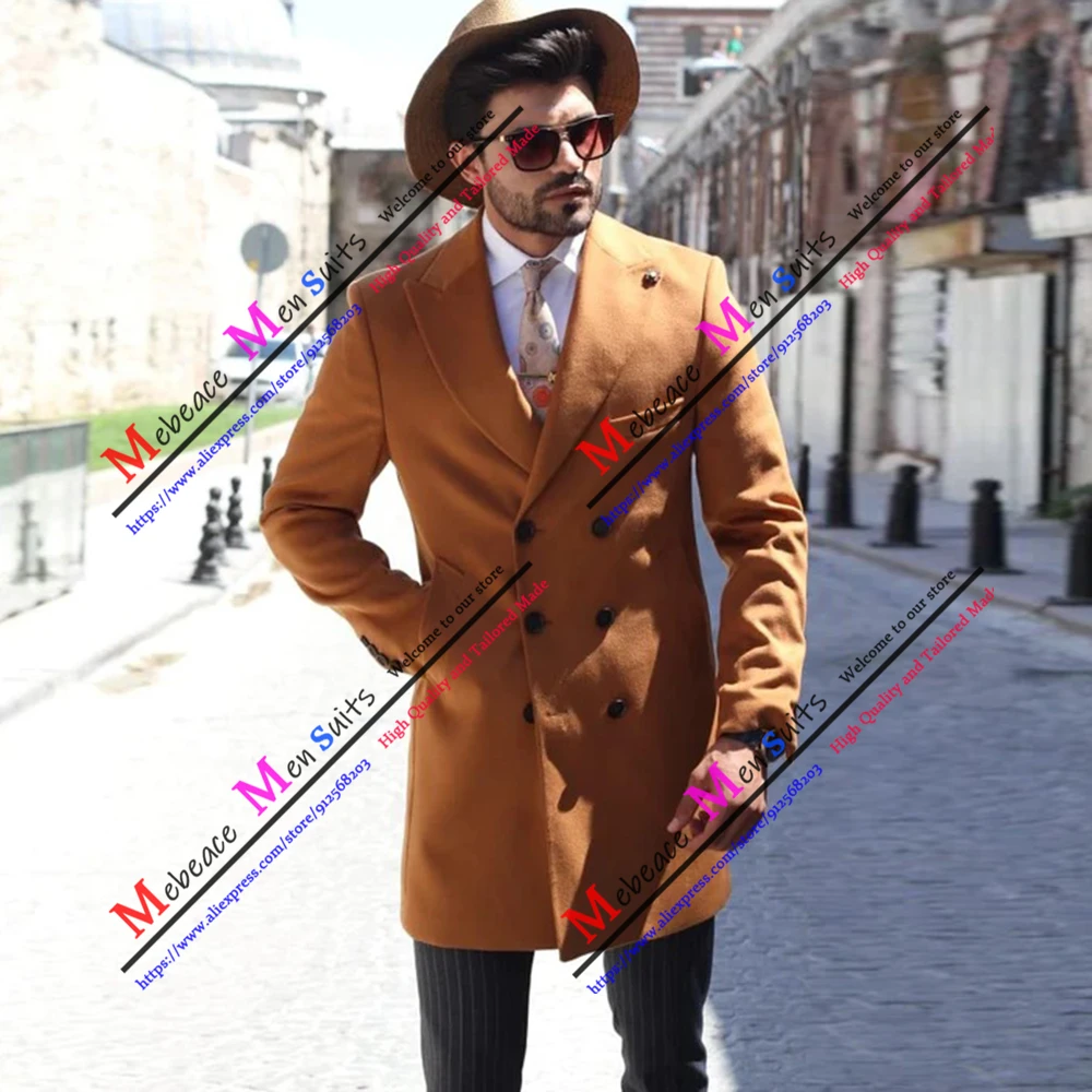 

Мужской шерстяной пиджак, двубортный пиджак с отложным воротником, длинный пиджак в деловом стиле, зима 2019