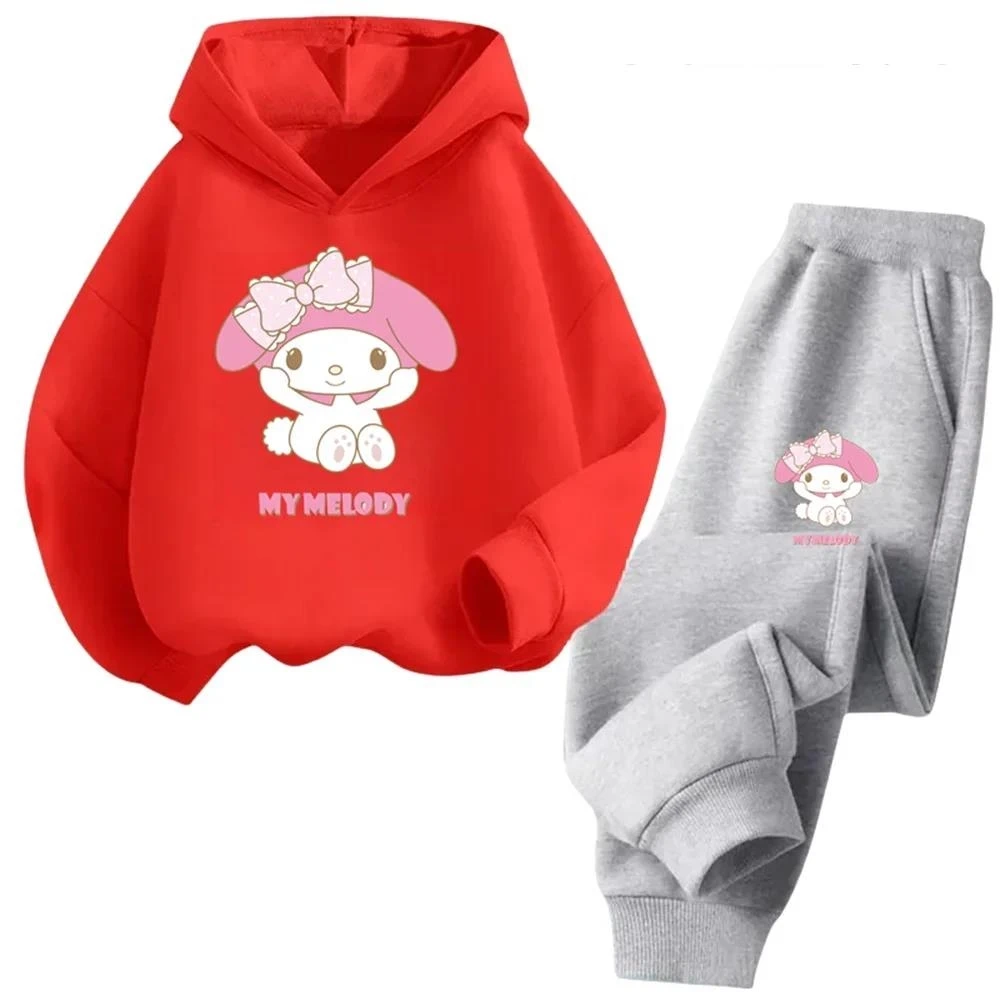 thumbnail image 1 of Conjunto de sudadera con capucha de Sanrio con estampado de dibujos animados de primavera y otoño para niños, ropa para niñas My Melody, 1 of 5