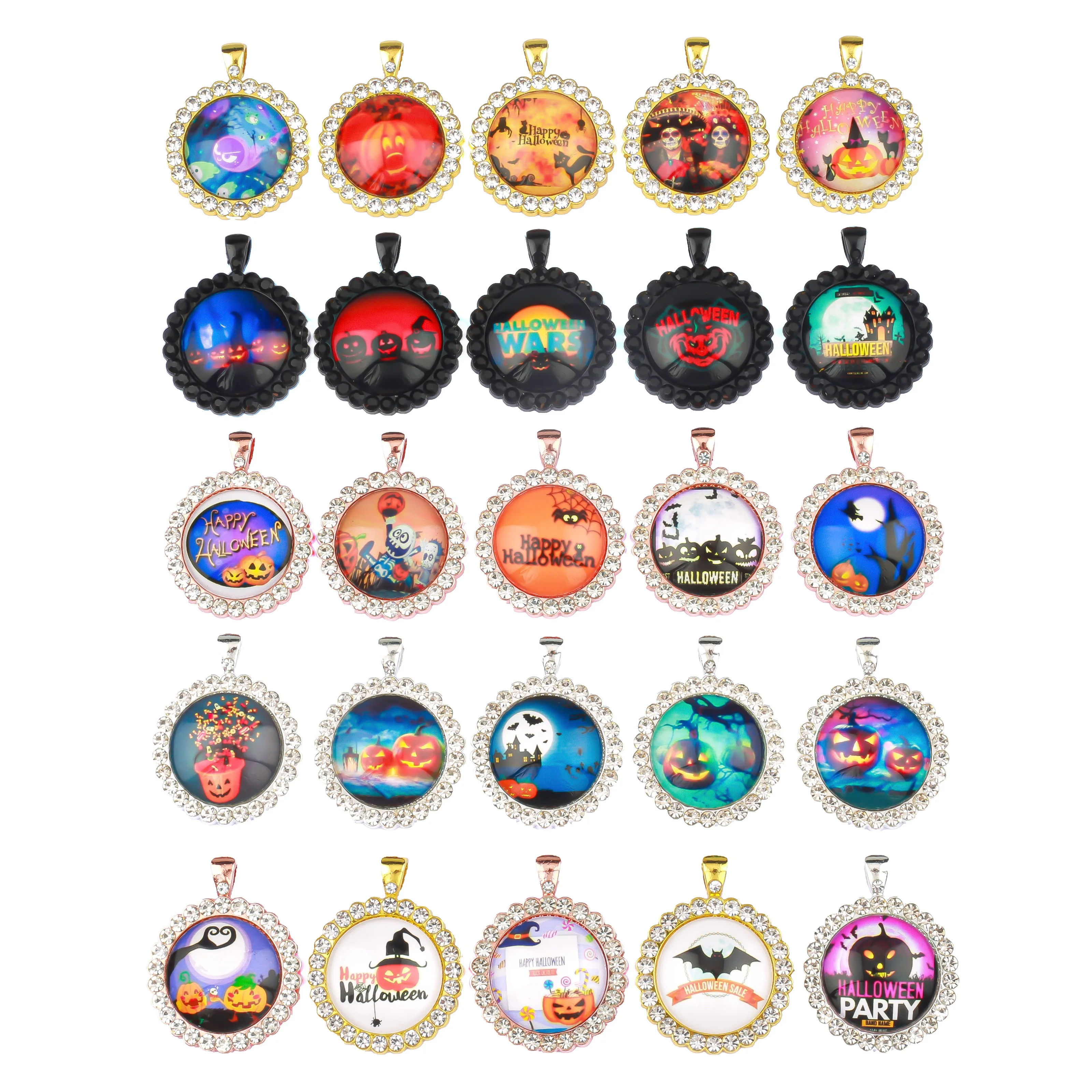 

50pcs Mixed Enamel Floating Halloween Tray Charms Fit For DIY Jewelry Making HWR006