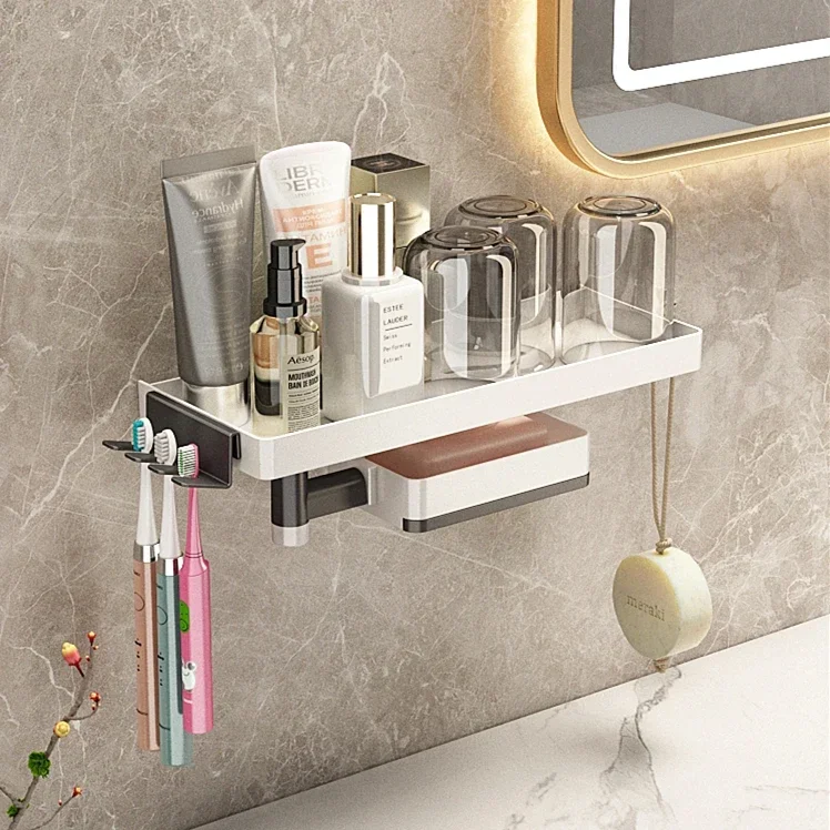 ~Toothbrush Rack Punch-Free Toilet Cup Storage Cup Holder Tooth Mug Electric Toothbrush Holder Wall-Mounted