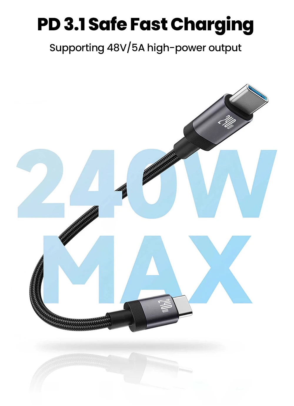 15CM 20CM 240W USB C To Type C Cable Fast Charging PD3.1 Short Data Cable For iPhone 15 16 17 Samsung Huawei Xiaomi iPad Laptops