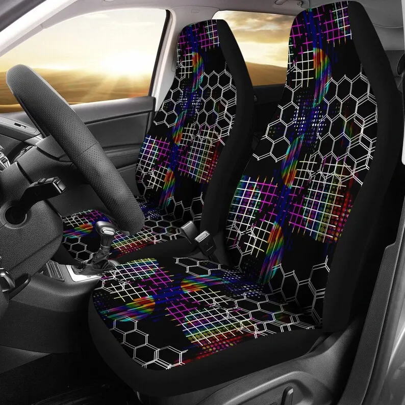 

Colorful Black Abstract Art Car Seat Covers Pair, 2 Front Seat Covers, Car Seat Protector, Car Accessories