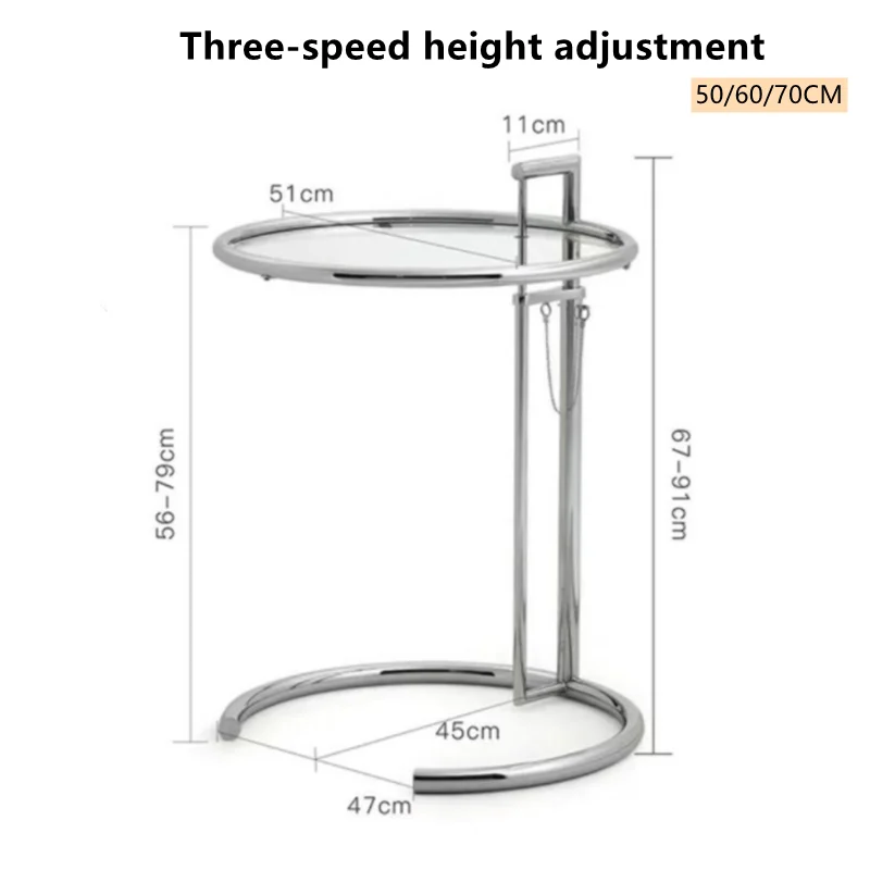 50/60/70 Movable Lifting Coffee Table Sofa Corner Simple Modern Bedroom Tempered Glass Table INS Style Coffee Transparent