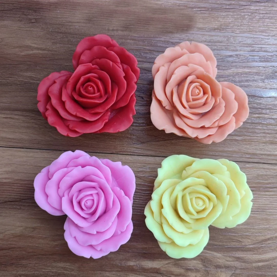 DIY heart shaped rose flower candle silicone mold large Love shaped flower candle mold blooming resin Christmas