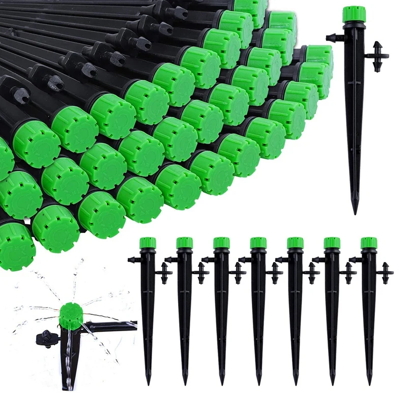 

60 Pieces 360 Degree Adjustable Irrigation Drippers With Barbed Connector For 4/7 MM Tube, Water Flow Irrigation System