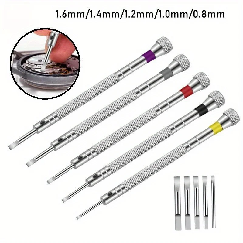 시계 수리를위한 5 개/대 0.8-1.6mm 강철 스크루 드라이버 미니 링크 핀으로 휴대용 시계 도구 밴드 제거 시계 제조 도구