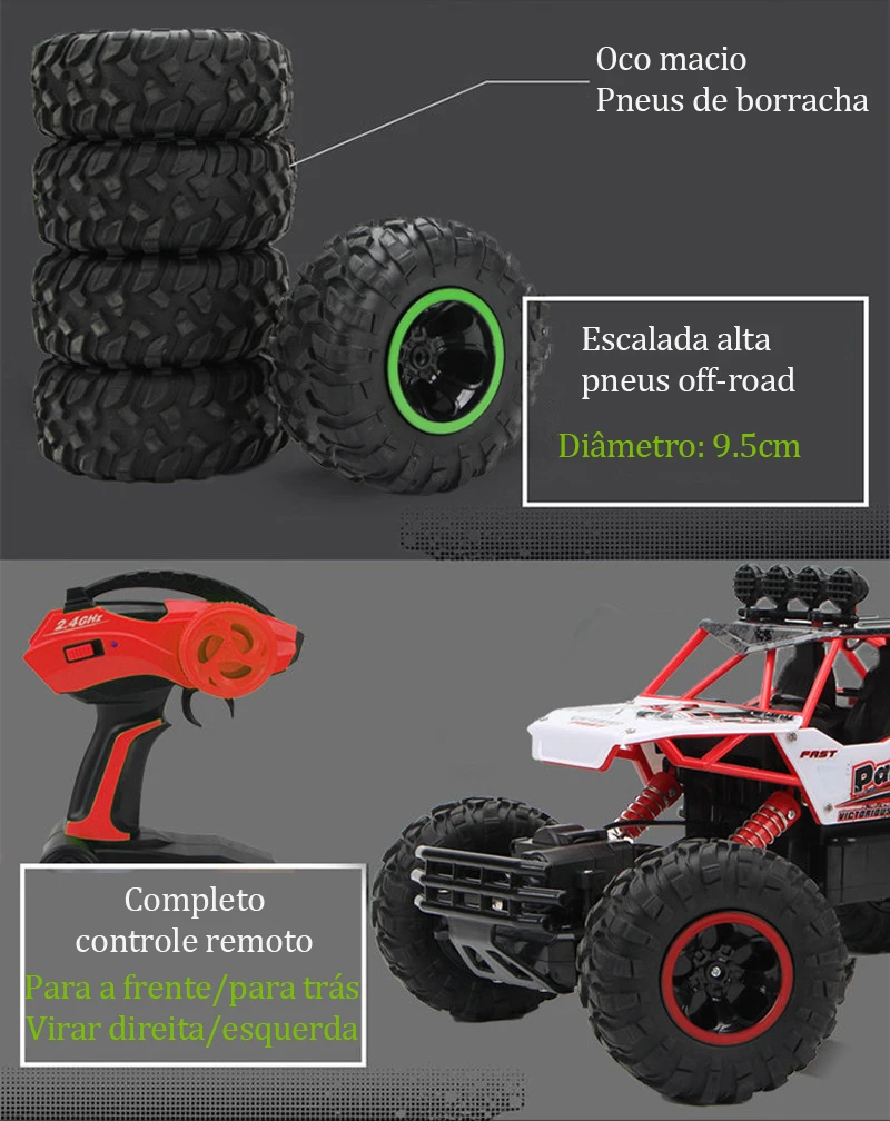 Carro de Controle Remoto com Luzes LED Buggy Off-Road - Rhoudz