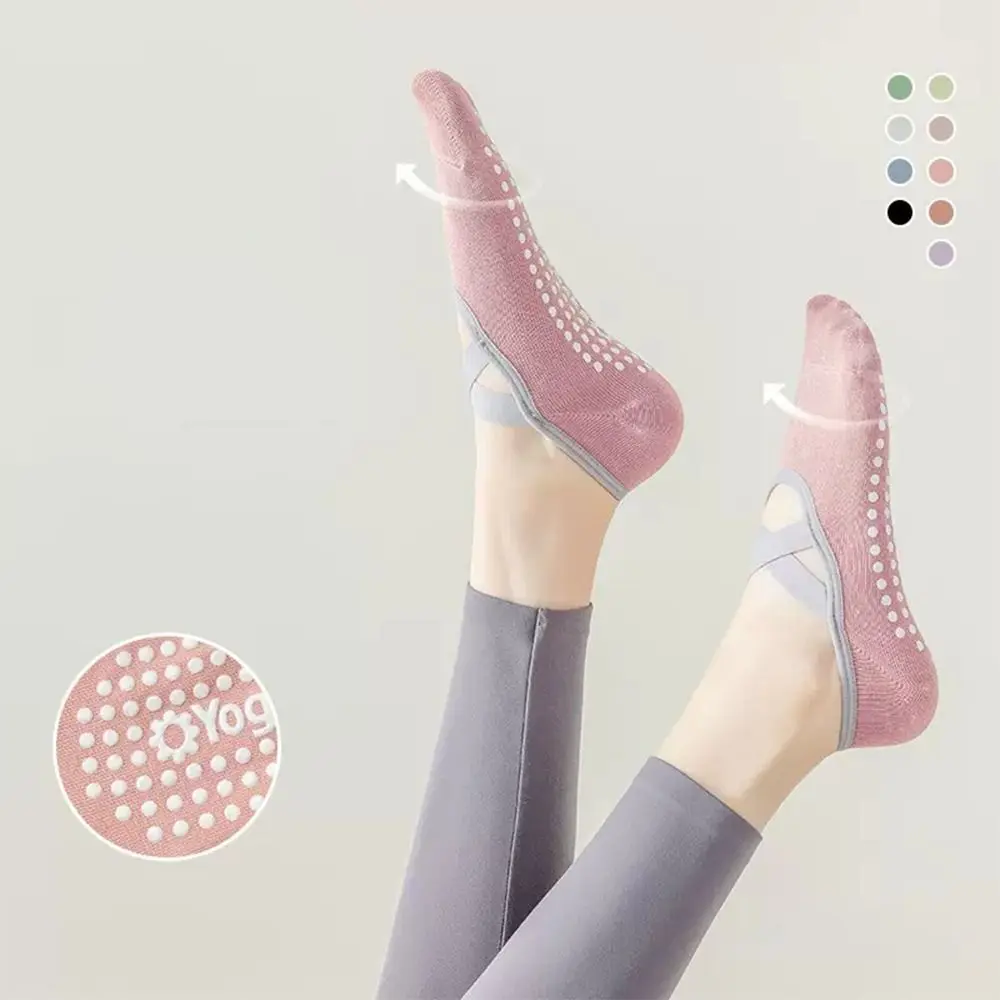 Professionelle Pilates-Socken, rutschfest, rückenfrei, Bandage, Yoga-Socken, atmungsaktive Baumwolle, Sportsocken, einfarbig, Tanzzubehör – Detail 3