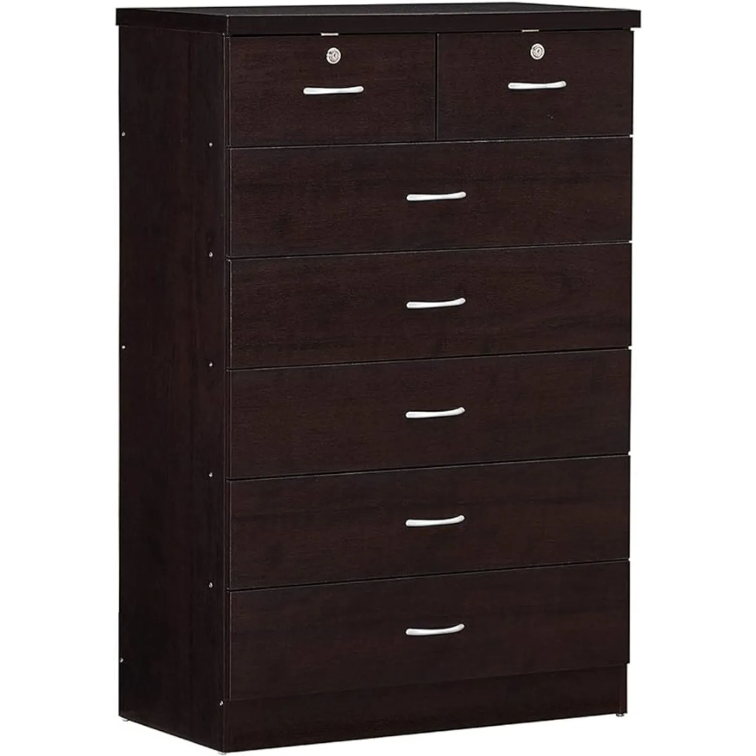 

7 Drawer Wood Dresser, 31.5 in Wide Chest of Drawers, w/ 2 Locks on the Top Drawers, Storage Organization Unit for Clothing