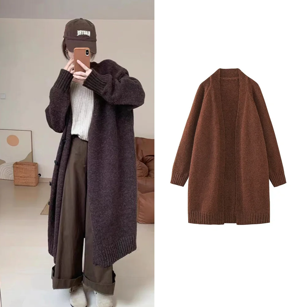 

Autumn and winter thickened long coat 2023 new solid color warm temperament top slimming versatile long-sleeved coat for women