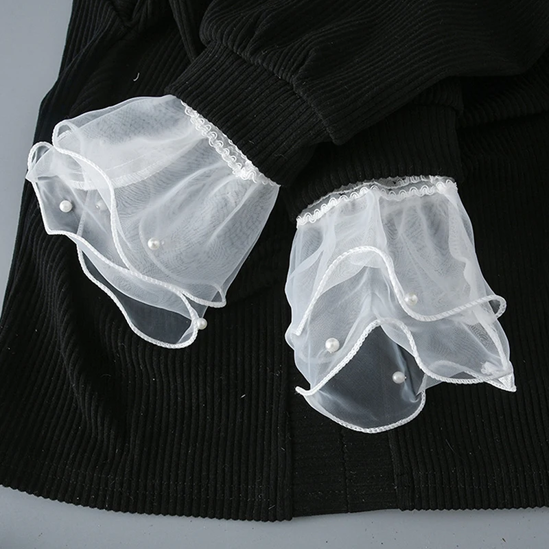 Description Picture 4 of item1Pair Nail Art Tulle Photo Glove Fake Pleated Cuff Manicure Photography Props Nail Tips Display Sleeve Fashion Accessories