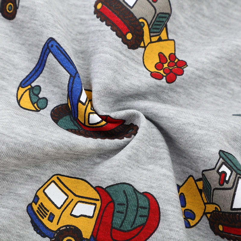 Gray Tops Spring New Hoodie Kids Clothes Baby Boys Autumn Children's Clothing Cartoon Excavators Sweatshirts Cotton
