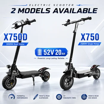 Monopattino Elettrico 2500W/3000W con Motore Singolo/Doppio, Velocità Massima 64KM/H, Freno a Disco, Pieghevole, EABS per Adulti, Pneumatici da 10 Pollici