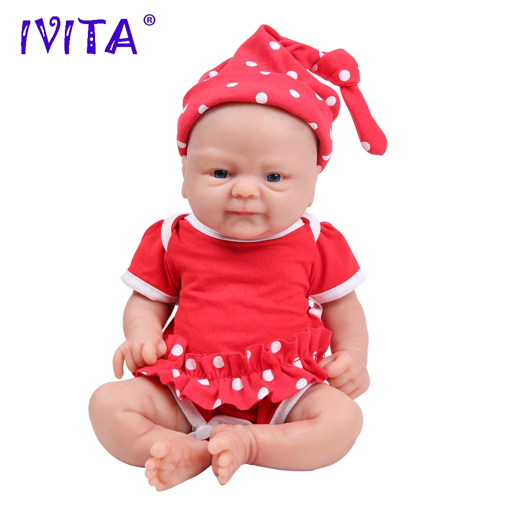 IVITA-Full Body Silicone Bebe Reborn Baby Doll, Coco bonecas macias, menina realista do bebê, DIY em branco brinquedos para crianças, 14 