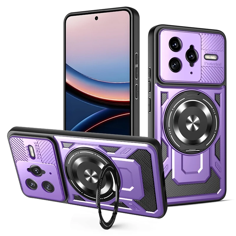 Armor Shockproof MagSafe Wireless Charging Case with Magnetic Ring Stand Holder