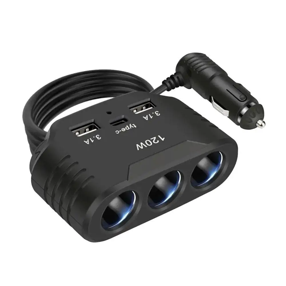 ABS 3 in 1 Dual USB Car Charger Splitter for GPS Dashcam