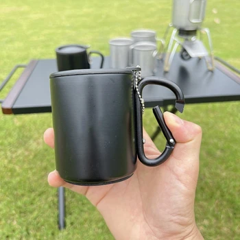 Lightweight Metal Insulated Mug Travel Coffee Cup with Lids Outdoor Carabiner Hook Handle Mug for Hiking Camping Traveling