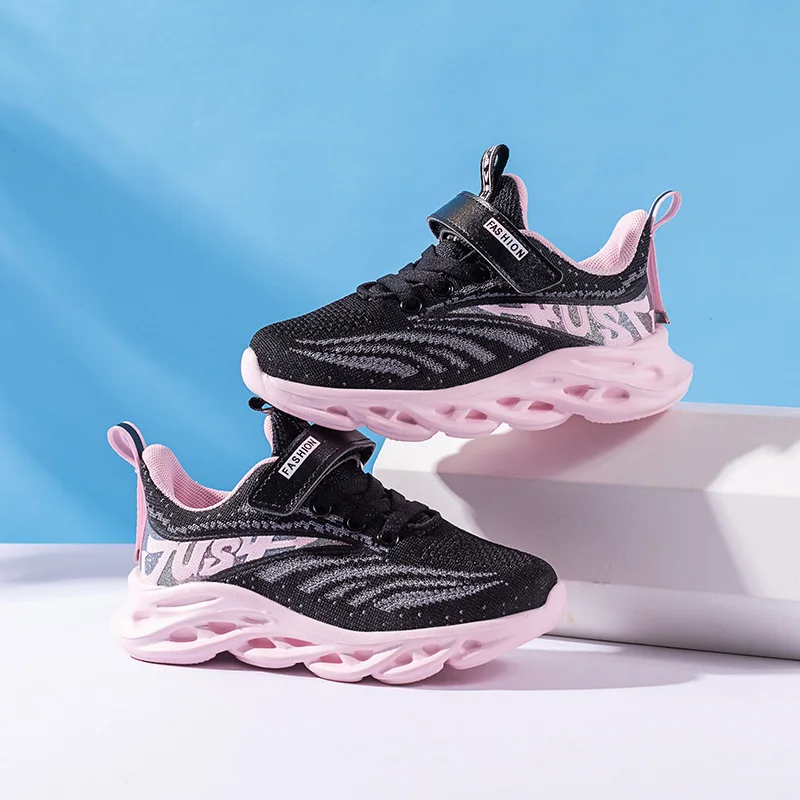 Új lányok Surranó Rózsaszínű cipők számára gyerekek running&sport Iskolaépület Félcipő biss gyerekeknek Lélegezhető flats 5~12 évek pink/white