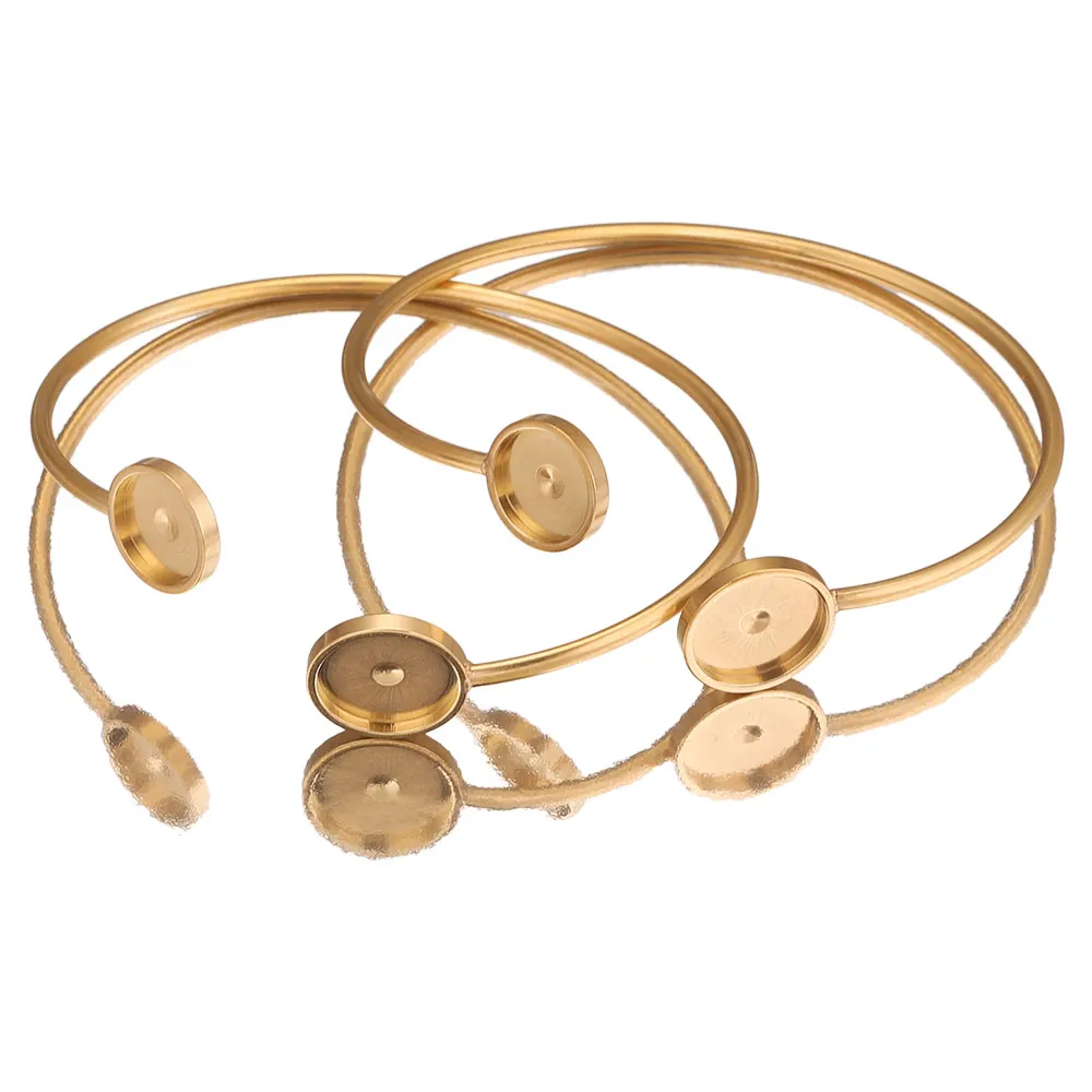2pcsLotSpecialSoftStainlessSteelGoldPlatedOpenBraceletFit