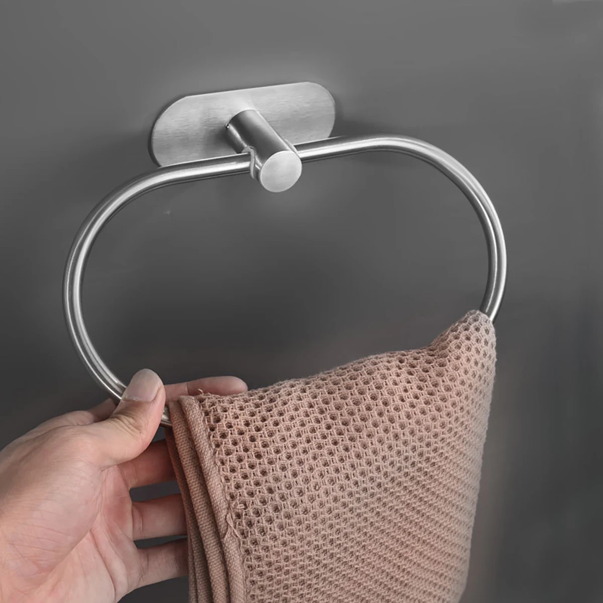 Stainless Steel Towel Rack Swivel Rustproof Towel Hanging Ring Heavy Duty Wall Mounted Towel Rack Bathroom Kitchen Accessories