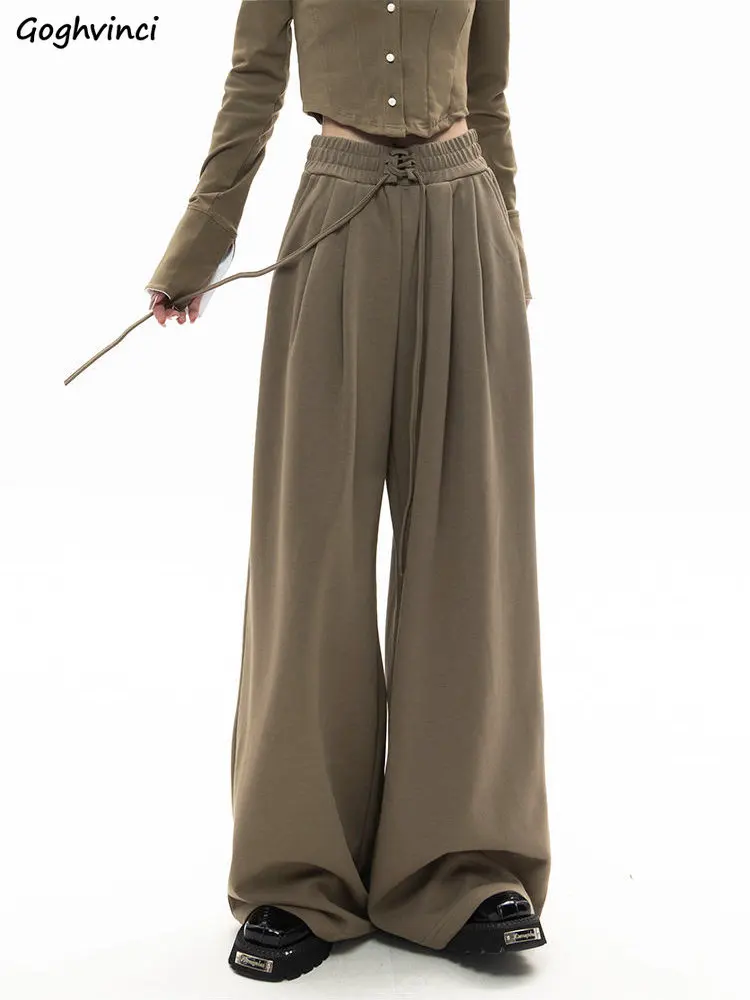 

Floor Length Casual Pants Women Vintage Baggy Fashion High Waisted Minimalist Sporty Wide Leg Trousers Ulzzang Spring Streetwear