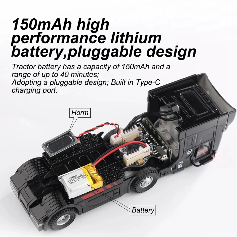 Turbo Racing 1:76 RC Car C50-T Semi-truck 10CH Mini Car Full Proportional Remote Control Toys for Kids Adults Gift 2