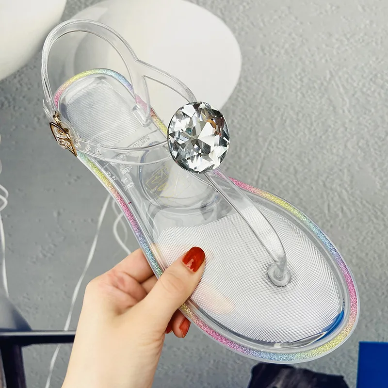 Lager Size Women Sandal Summer Explosion Diamond Woman Sandals Female Crystal Slippers Jelly Flat with Fashion Beach Shoes women sandals
