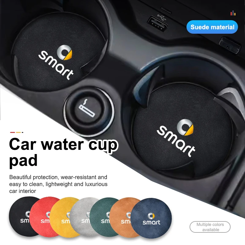 Per Smart Suede Car Coaster Water Cup Holder Accessori Antiscivolo Pad Per Two Forfour 451 453 450 452 454 Roadster Coupe
