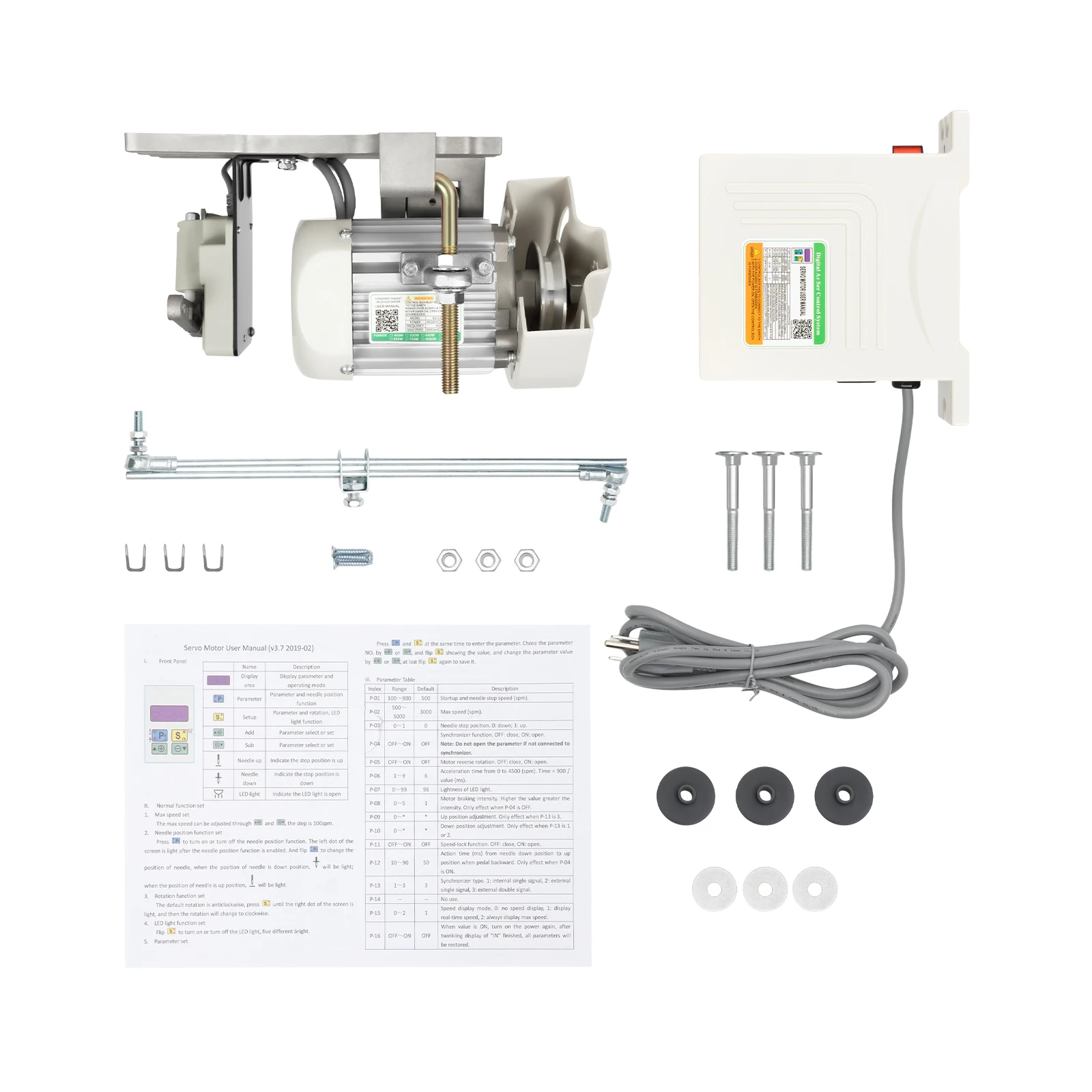 600W 110V Electronic Brushless Industrial Sewing Machine Aluminum Servo Electric Motor 500-4500RPM Noise Speed Adjustable 2